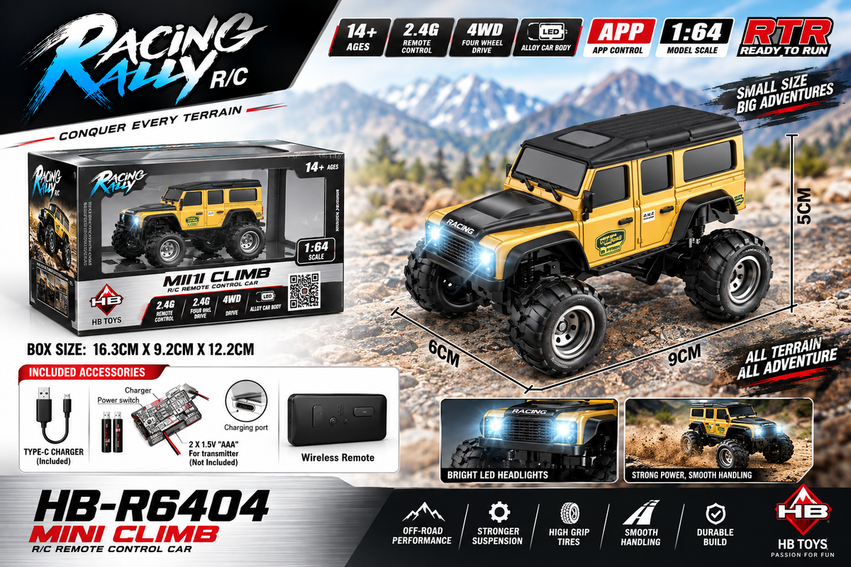 Racing Rally HB-R6404 1:64 4WD Mini Climb RC Car with APP Control