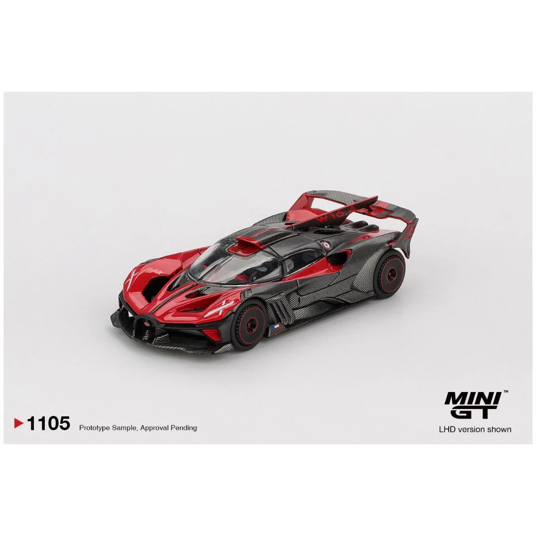Imported Mini GT Blister #1105 Bugatti Bolide Red Die-Cast Car