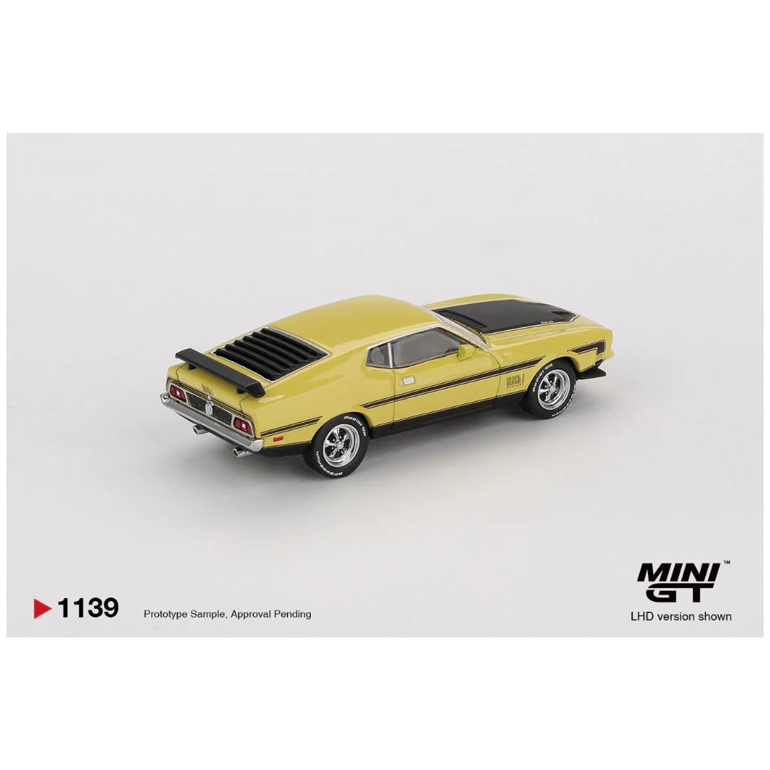 Imported Mini GT Blister #1139 Ford Mustang Mach 1 Grabber Yellow Die-Cast Car