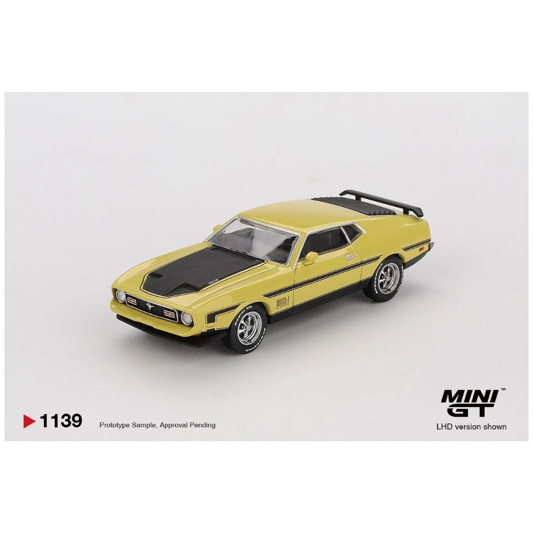 Imported Mini GT Blister #1139 Ford Mustang Mach 1 Grabber Yellow Die-Cast Car