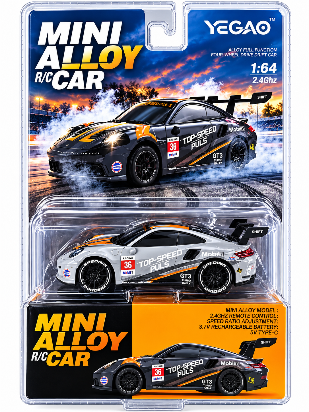 DNM - 1:64 Mini Alloy RC Drift Car 2.4GHz Remote Control Car | 3 Speed Adjustable, USB Rechargeable RC Alloy Car for Kids & Adults Indoor/Outdoor Racing