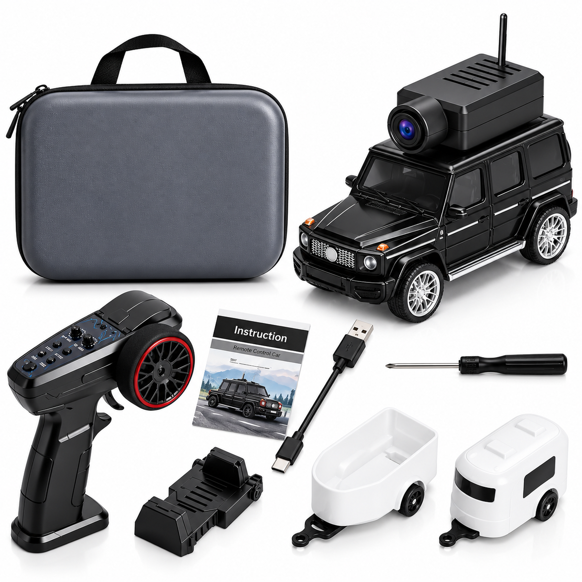 DNM FPV Tech 1:64 Mini Remote Control Car with Camera, Wireless Remote & Carrying Case