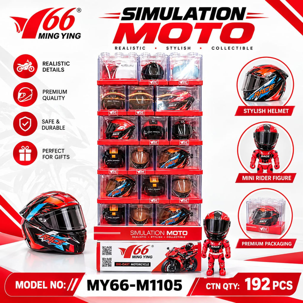 Sparkerz 2-in-1 Transforming Helmet Toy | Die-Cast Metal Racer Mini Figure | Motorcycle Action Collectible Rider Toy (Red) (Helmet Rider)