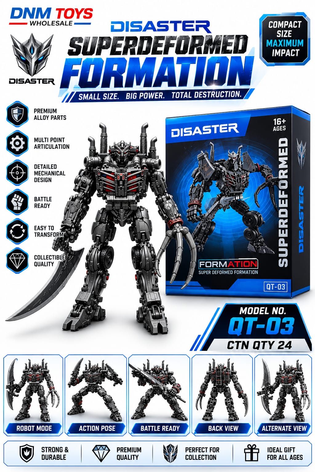 QT-03 Disaster Super Deformed Alloy Robot | Collectible Model