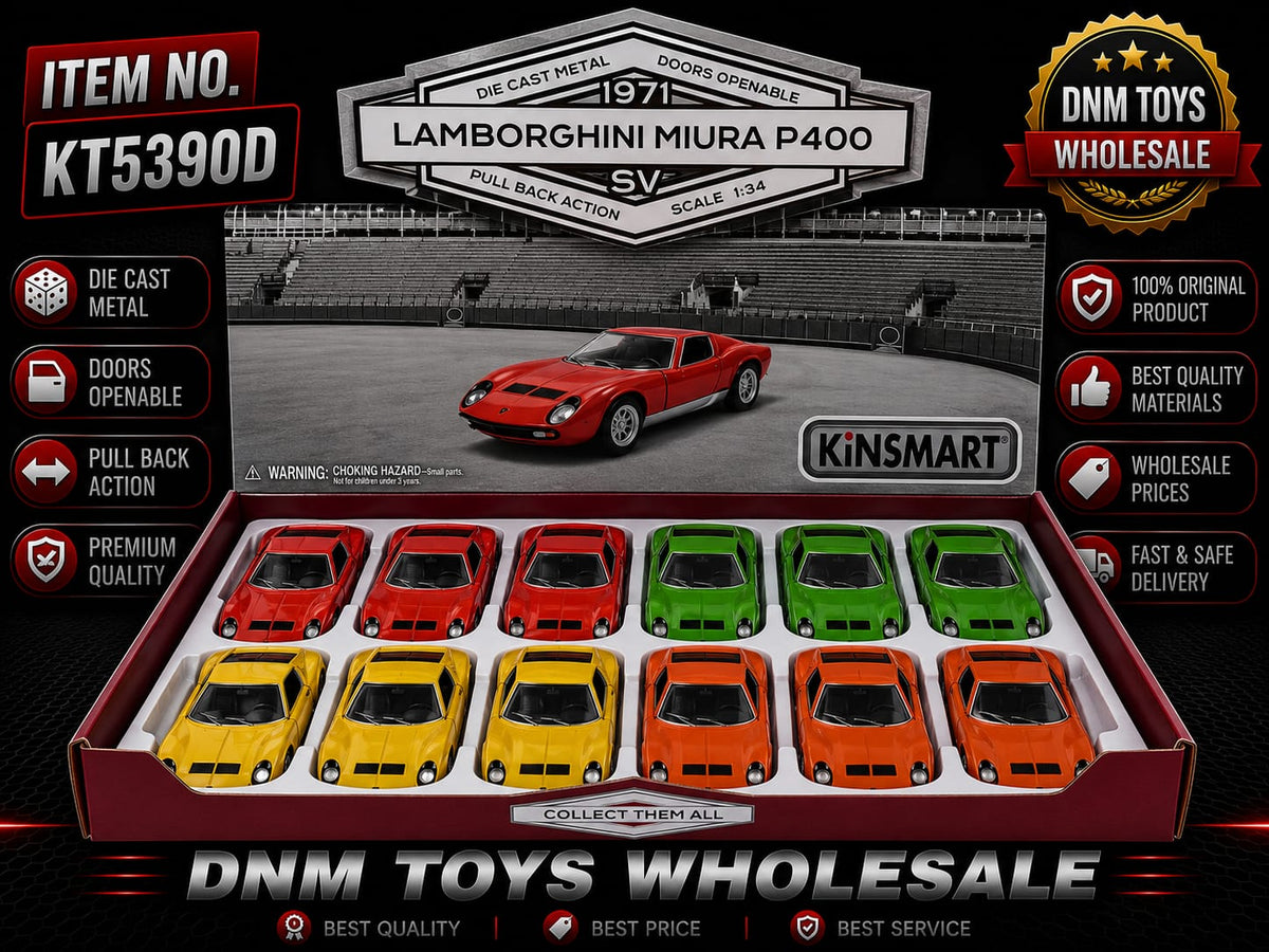 Kinsmart 1971 Lamborghini Miura P400 SV Die-Cast Model Car Display Set (12 PCS Assorted Colors) Ð 1:34 Scale Pull Back Collection