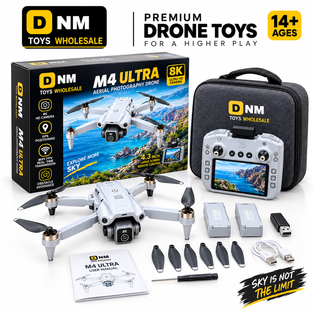 DNM-M4ULTRA-DRONE-4K - DJW M4 Ultra 4K HD GPS Drone with FPV, Obstacle Avoidance, Foldable Design & Display Remote