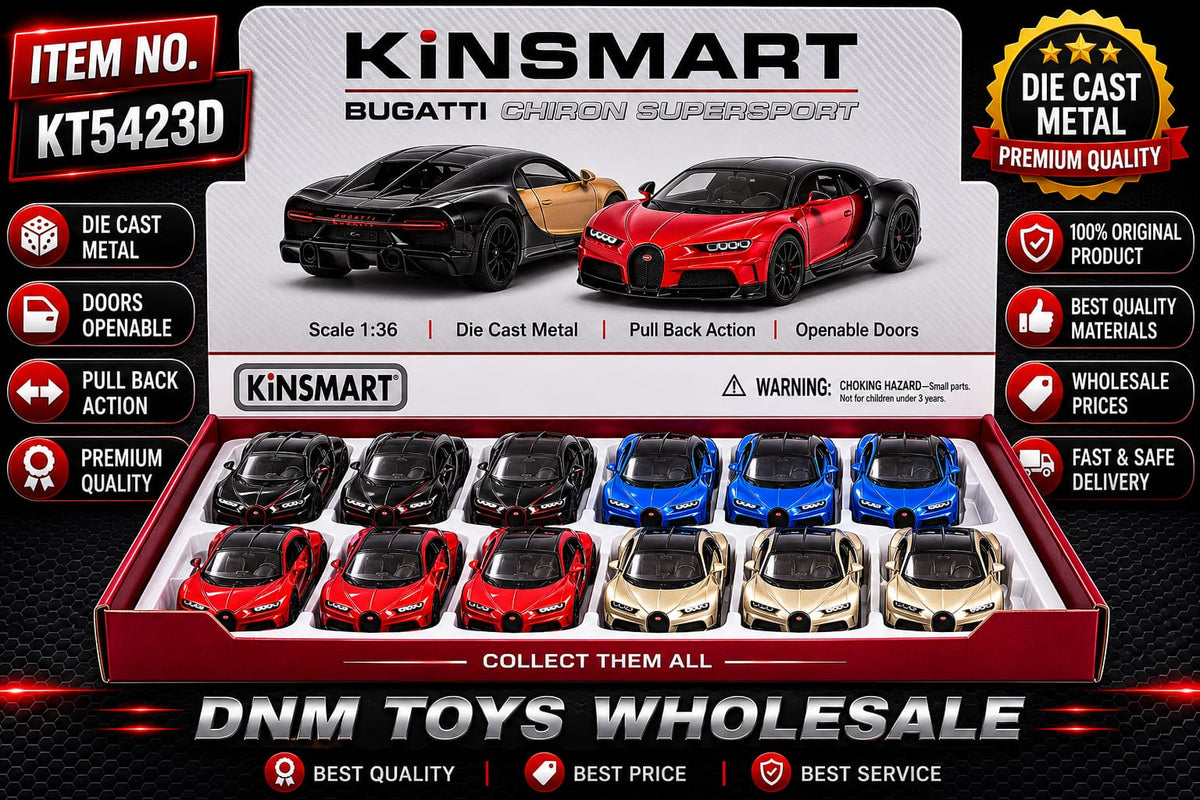 Kinsmart Bugatti Chiron Super Sport Die-Cast Hypercar Set (12 PCS Assorted Colors) Ð 1:36 Scale Pull Back Collection