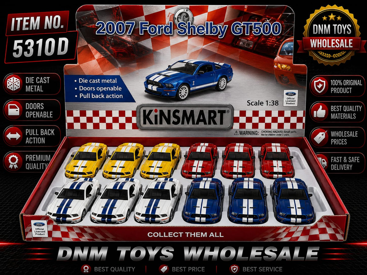Kinsmart 2007 Ford Shelby GT500 Die-Cast Model Car Display Set (12 PCS Assorted Colors) Ð 1:38 Scale Pull Back Collection