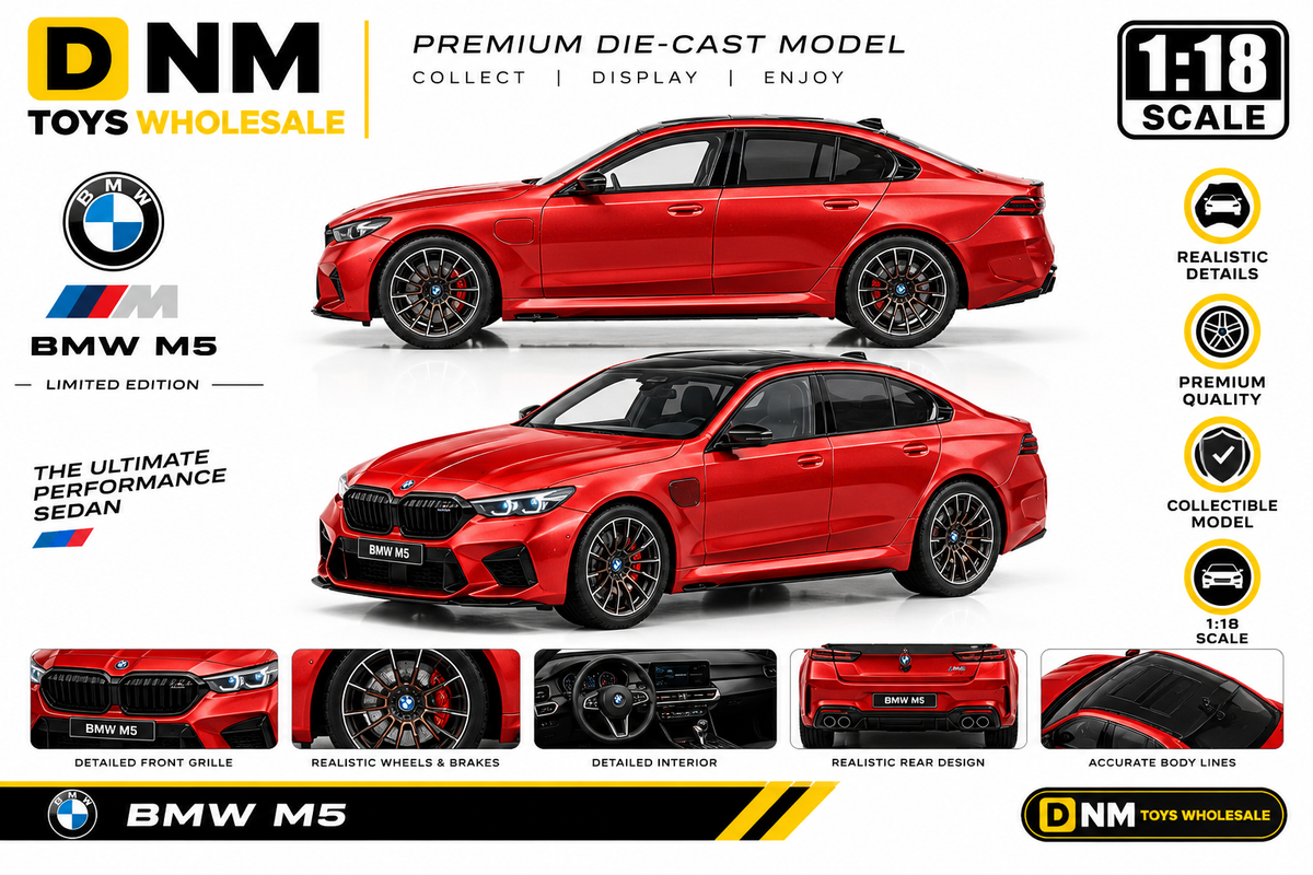 DNM-GTS-BMWM5-RED-118 - GT Spirit BMW M5 1:18 Scale Red Premium Die-Cast Model Car – Limited Edition Collectible