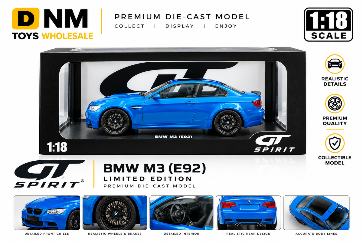 GT-BMWM3-E92-118-BLU - GT Spirit BMW M3 E92 1:18 Scale Diecast Model Car – Blue