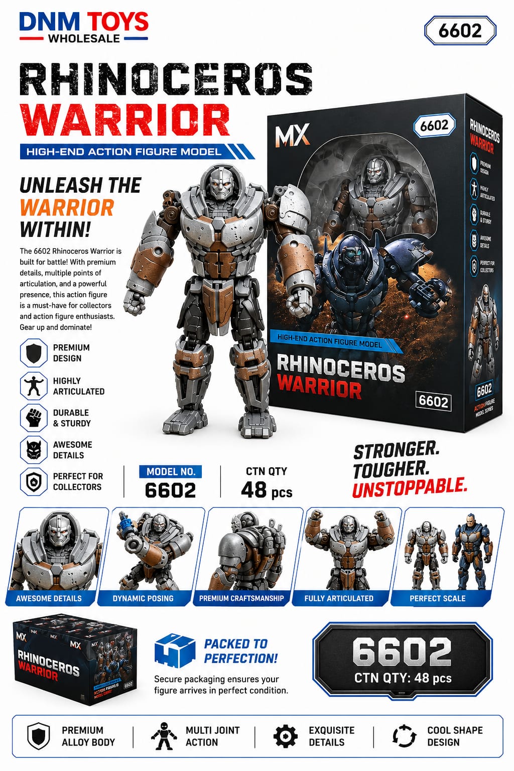 6602 Rhinoceros Warrior High-End Action Figure | Collectible Robot
