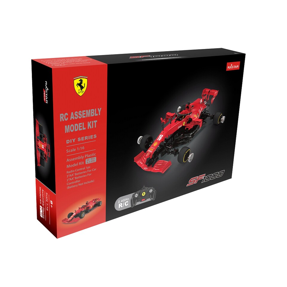 Rastar Ferrari SF1000 1:18 Scale RC Assembly Model Kit | DIY Plastic Formula 1 Racing Car with 2.4GHz Remote Control | Red F1 Model Car for Collection & Display