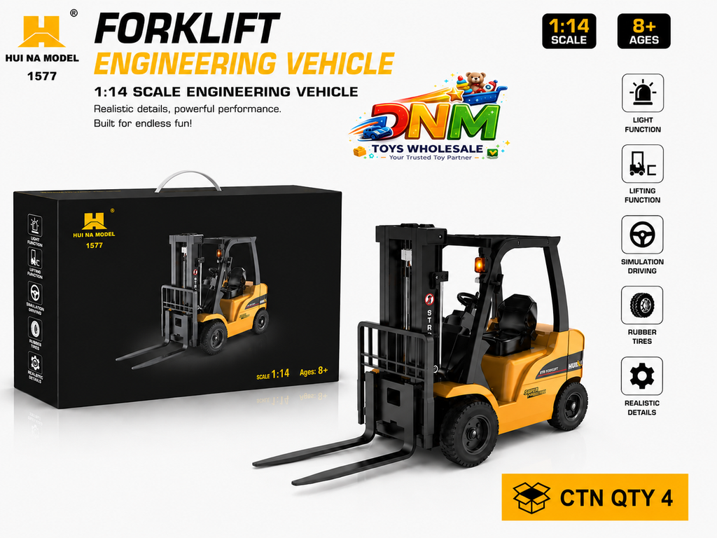 Huina 1577 1:14 Scale RC Forklift Engineering Vehicle – Heavy-Duty Remote Control Lift Truck