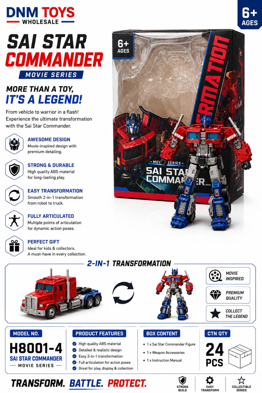 H8001-4 Sai Star Commander Transforming Robot Truck | 2-in-1 Toy