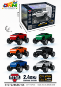 Mini Racer 1:64 Scale Die-Cast Metal Cybertruck Style RC Monster Truck — 2.4GHz Mini Off-Road Crawler with LED Lights & App Control